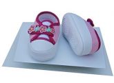 sapatinho Rosa/Branco-flor fashion baby Tam.15, 16 e 17