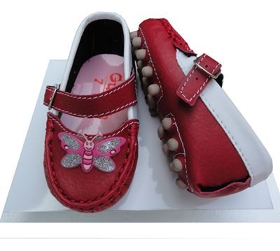 Cravinhos fashion baby Tam.17 e 19.Vermelho Borboleta